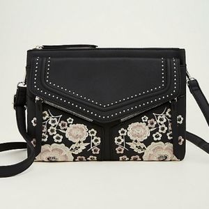 Black Floral Studded Crossbody